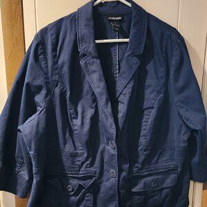 Lane Bryant Navy Blazer Jacket Plus Size Cropped Career Casual Lightweight Jacke